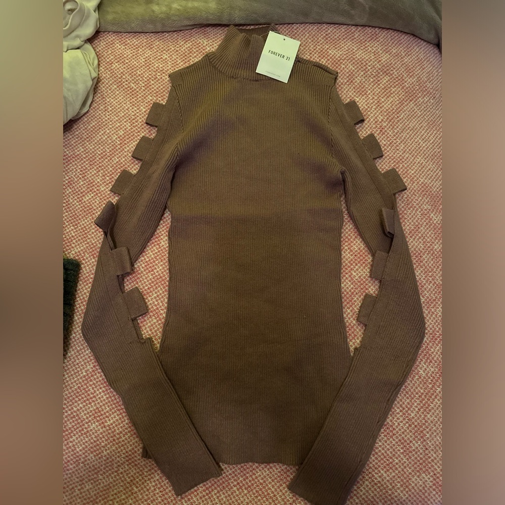 Brown Sweater with Side Bows